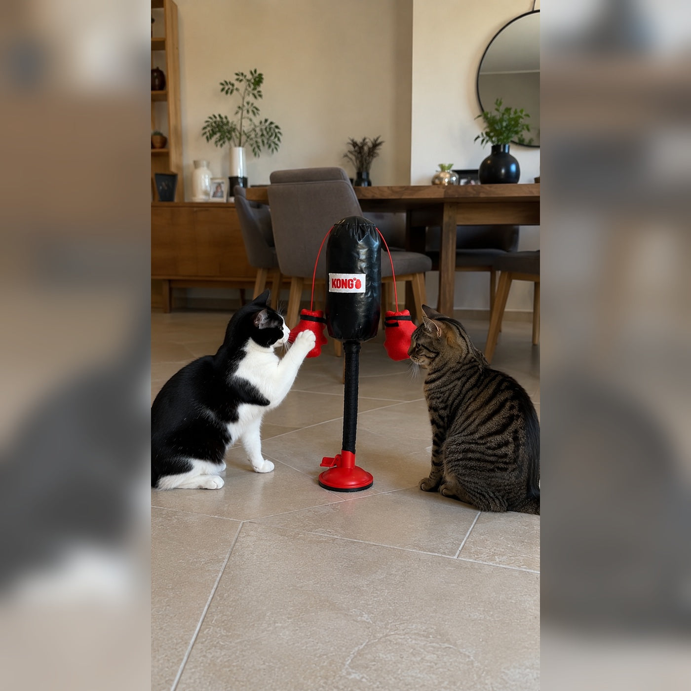 Indoor cats using Mini Cat Punching Bag