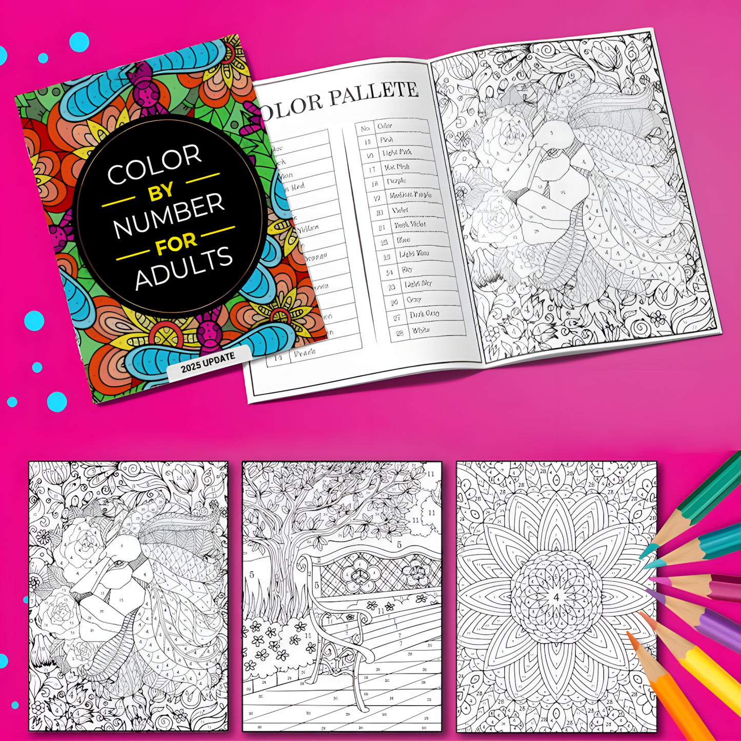 Color by Number Book for Adults and Kids