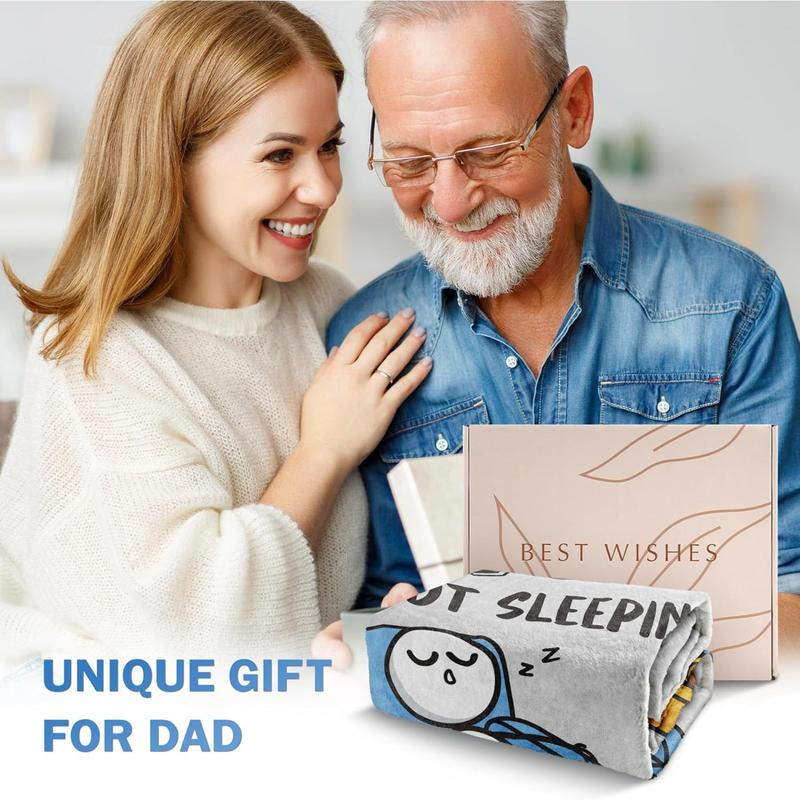 Gray Dad Is Not Sleeping blanket front design