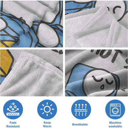Dad blanket feature icons and couch setup